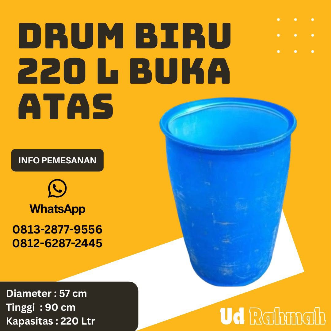 Drum Plastik Biru 220 L Buka Atas