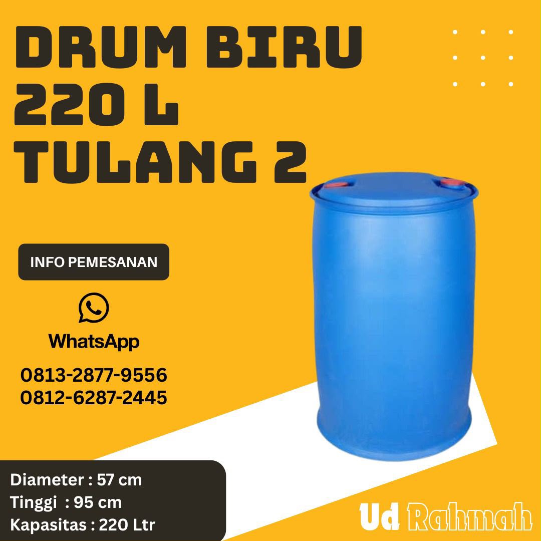 Drum Plastik Biru 220 L Tulang 2