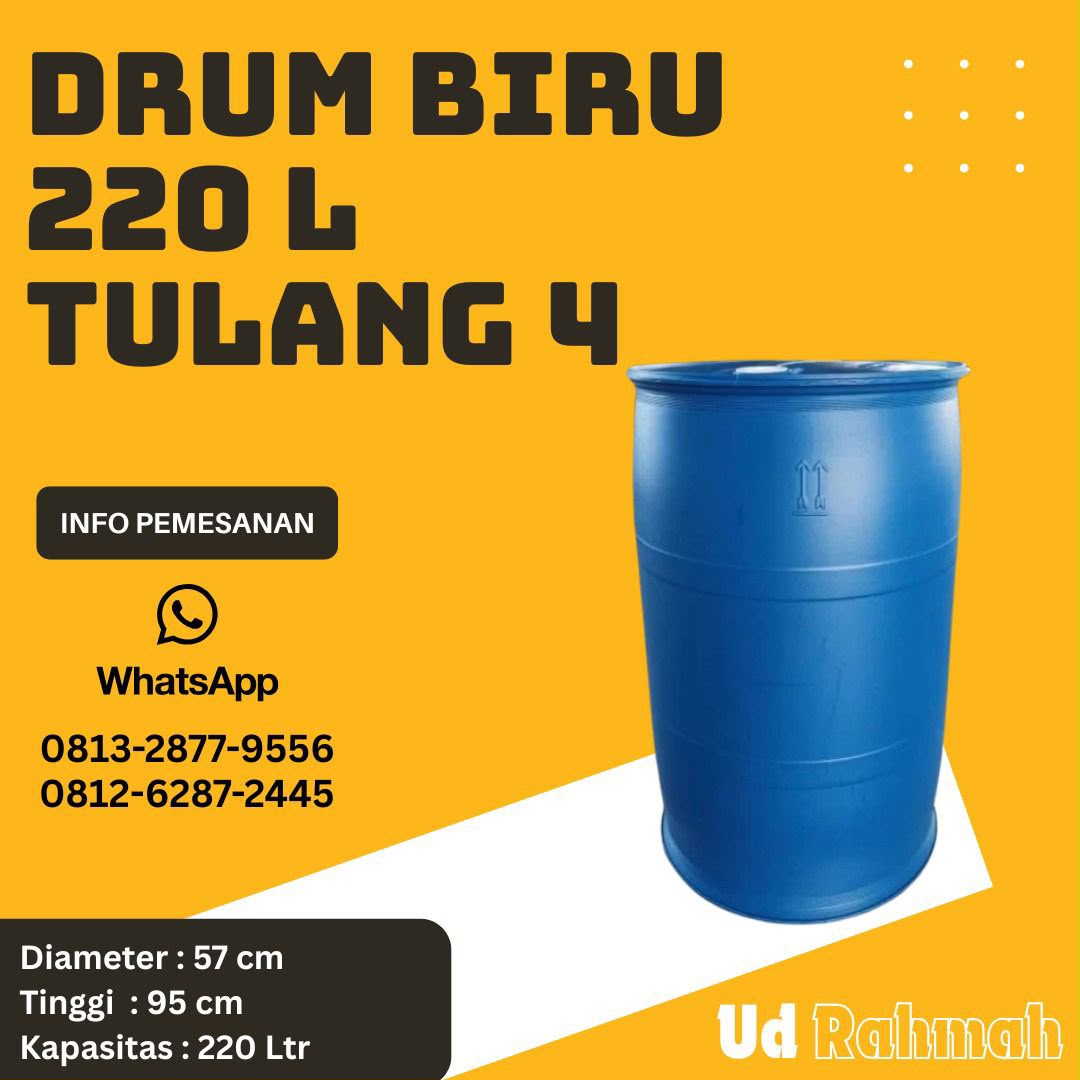 Drum Plastik Biru 220 L Tulang 4