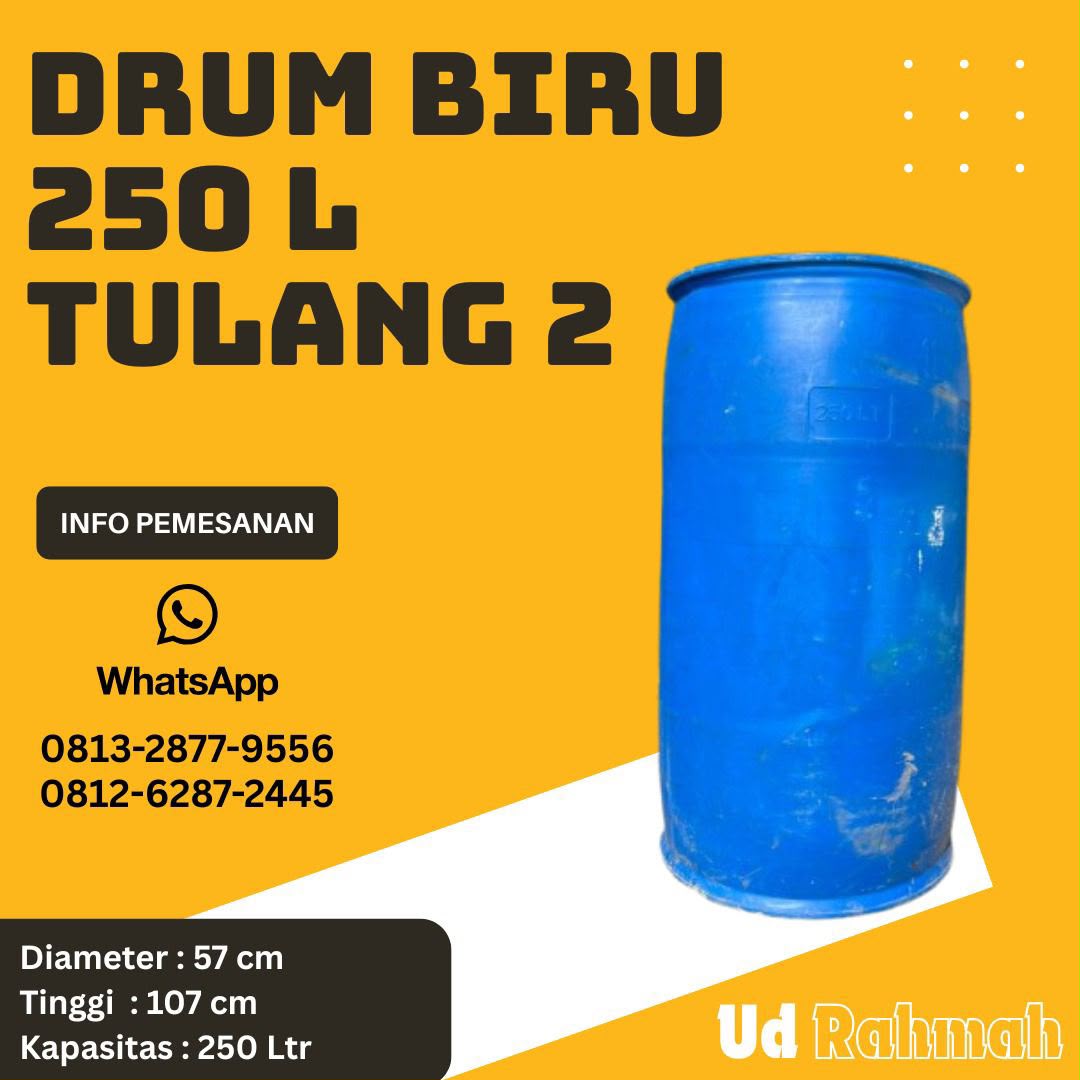 Drum Plastik Biru 250 L Tulang 2